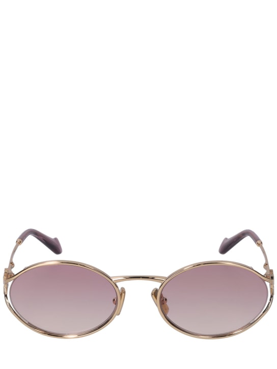 Miu Miu: Oval metal sunglasses - Gold/Fuchsia - women_0 | Luisa Via Roma
