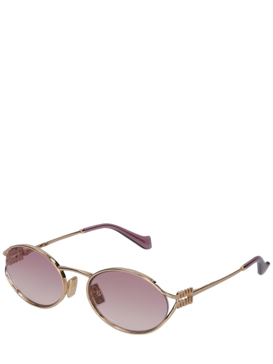 Miu Miu: Oval metal sunglasses - Gold/Fuchsia - women_1 | Luisa Via Roma