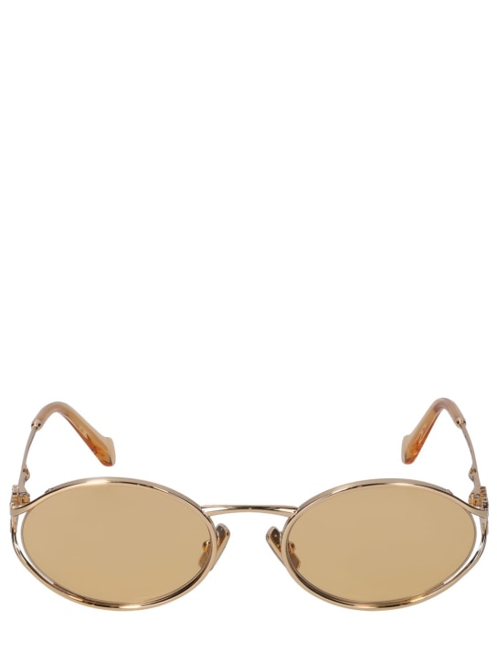 Miu Miu: Oval metal sunglasses - Gold/Orange - women_0 | Luisa Via Roma