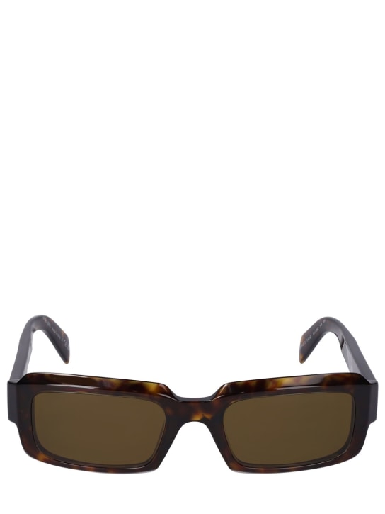 Prada: Catwalk squared acetate sunglasses - Havana/Green - men_0 | Luisa Via Roma
