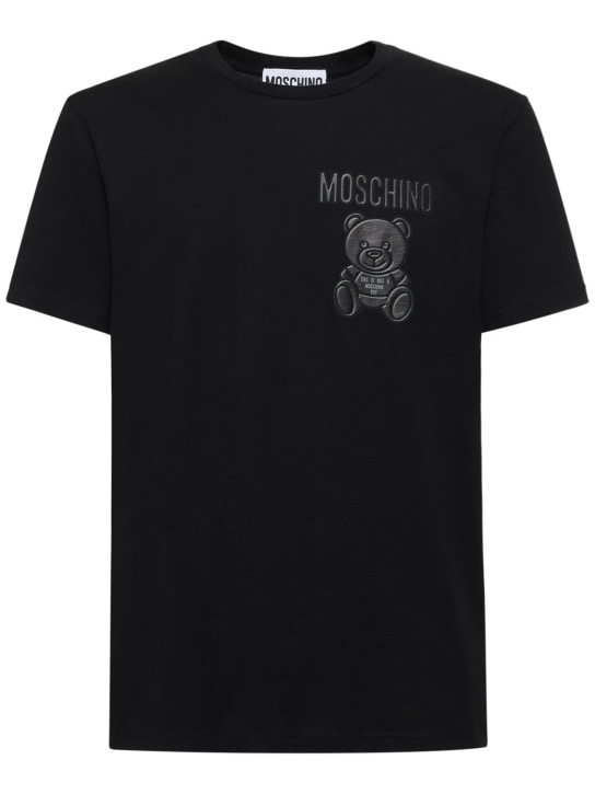 Moschino: T-shirt en jersey de coton imprimé ourson - men_0 | Luisa Via Roma