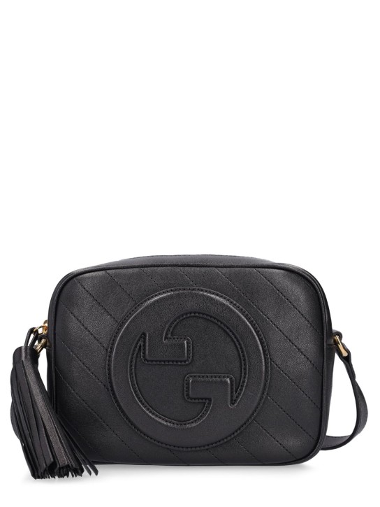 Gucci: Blondie leather shoulder bag - Siyah - women_0 | Luisa Via Roma