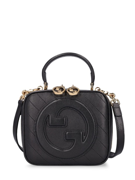 Gucci: Blondie leather top handle bag - Black - women_0 | Luisa Via Roma