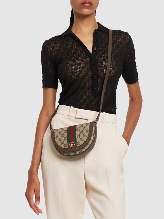 Gucci: Mini GG canvas shoulder bag - Ebony - women_1 | Luisa Via Roma