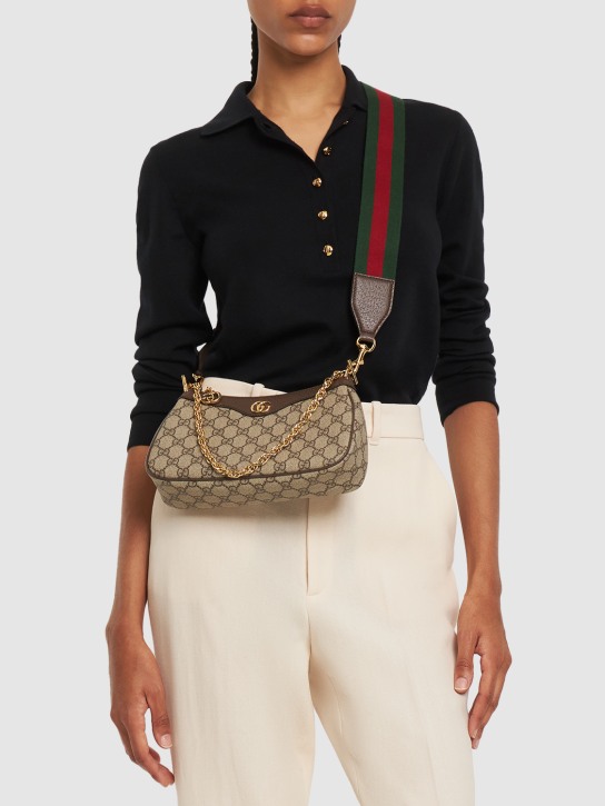 Gucci: Ophidia GG canvas shoulder bag - Koyu Bej - women_1 | Luisa Via Roma