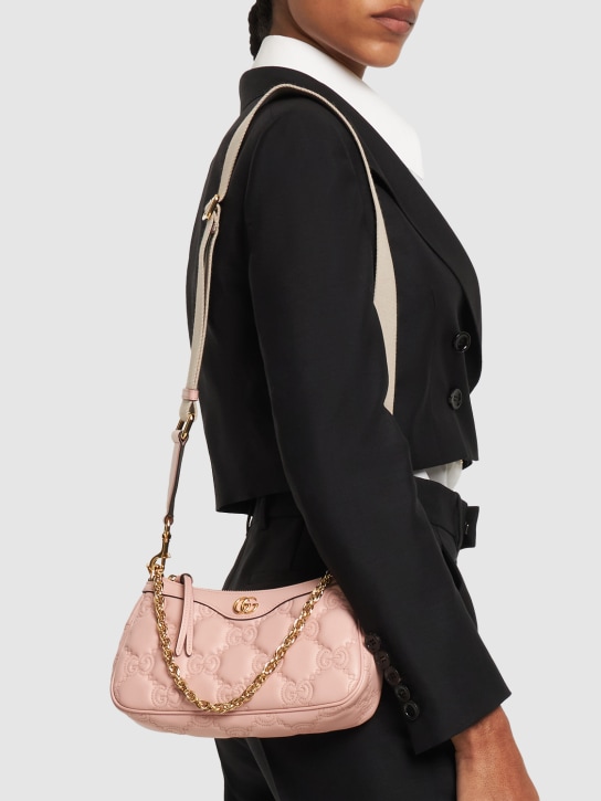 Gucci: GG Matelassé leather shoulder bag - Pink - women_1 | Luisa Via Roma