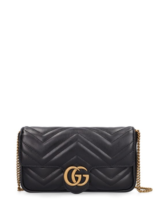 Gucci: Mini GG Marmont 2.0 leather shoulder bag - Siyah - women_0 | Luisa Via Roma