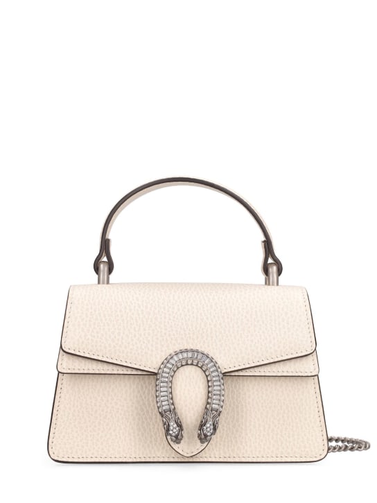 Gucci: Super mini leather shoulder bag - Mystic White - women_0 | Luisa Via Roma
