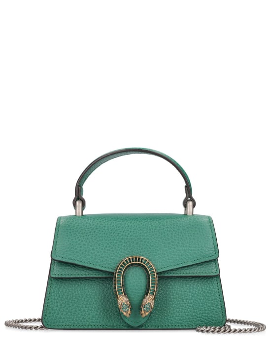 Gucci: Super Mini Schultertasche aus Leder - Smaragd - women_0 | Luisa Via Roma