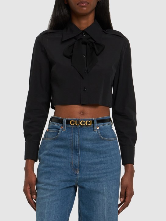 Gucci: 15mm Leather belt - Siyah - women_1 | Luisa Via Roma