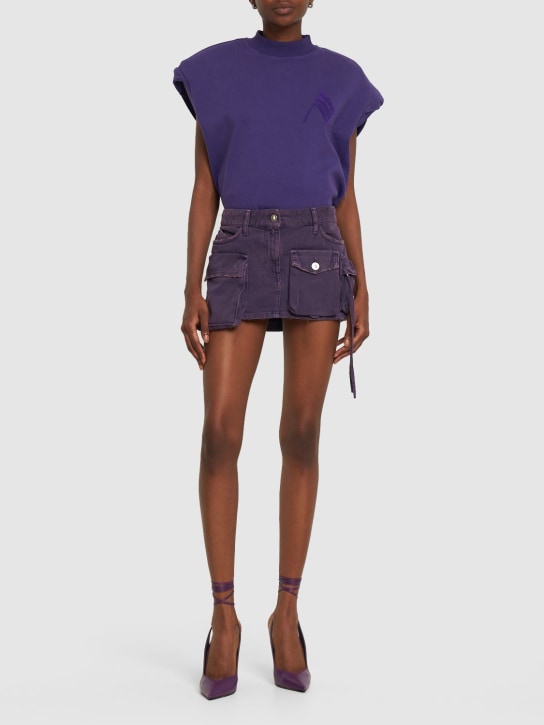 The Attico: Fay denim cargo mini skirt - Purple - women_1 | Luisa Via Roma