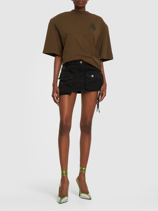 The Attico: Fern denim cargo mini skirt - Black - women_1 | Luisa Via Roma