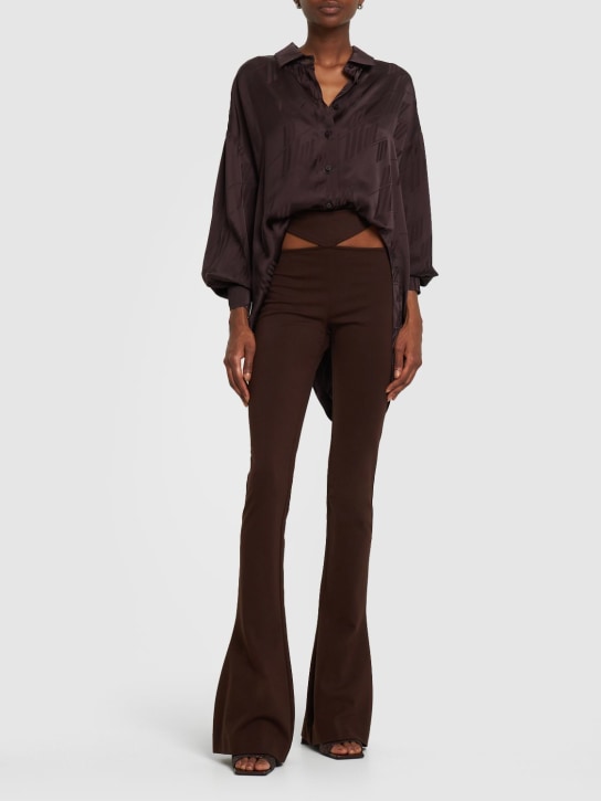 The Attico: Remi镂空平纹针织高腰喇叭裤 - 深棕色 - women_1 | Luisa Via Roma