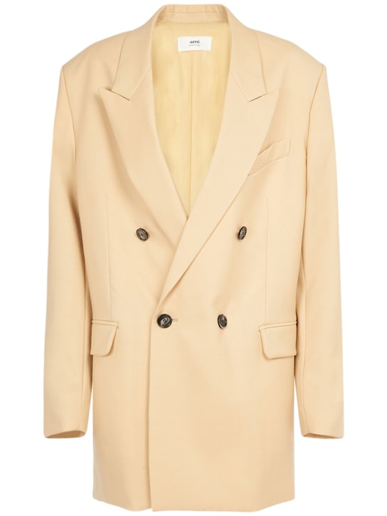 AMI Paris: Veste en laine à double boutonnage - Jaune Clair - women_0 | Luisa Via Roma