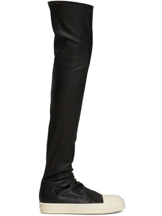 Rick Owens: 20mm Classic Bumper leather boots - Siyah/Beyaz - women_0 | Luisa Via Roma