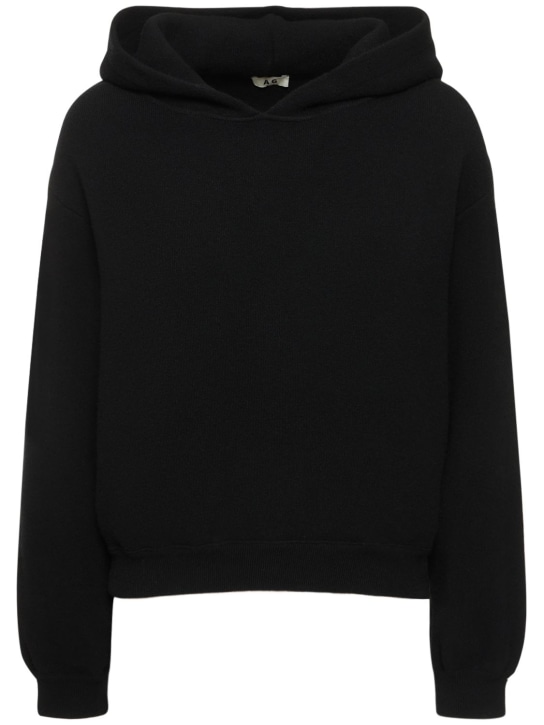 Annagreta: Lucrezia wool hoodie - Black - women_0 | Luisa Via Roma