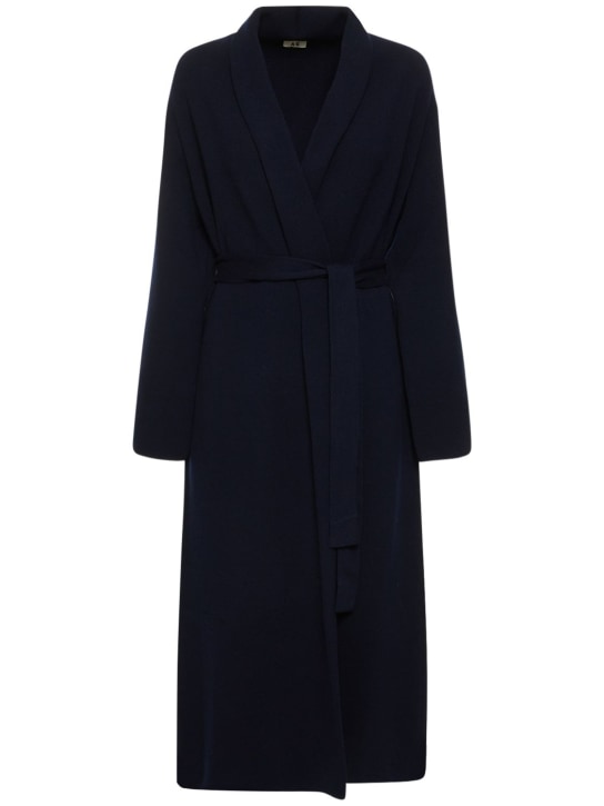 Annagreta: Mantel aus Wolle mit Gürtel "Sissi“ - Schwarz Blau - women_0 | Luisa Via Roma