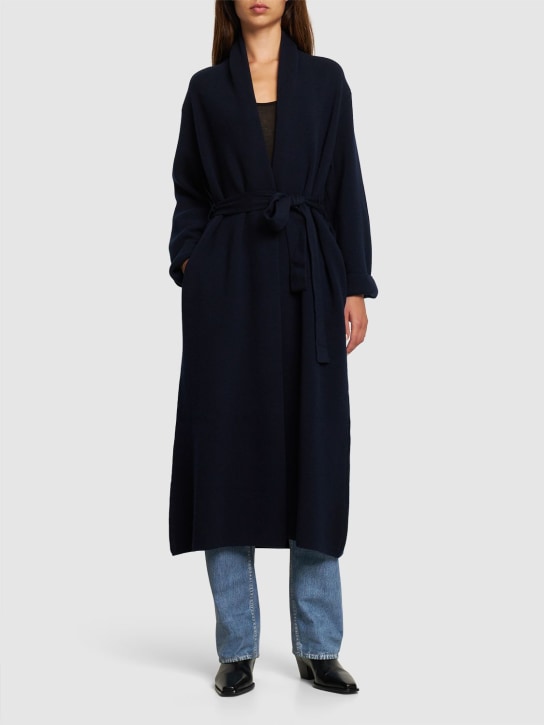 Annagreta: Manteau en laine avec ceinture Sissi - Bleu Noir - women_1 | Luisa Via Roma