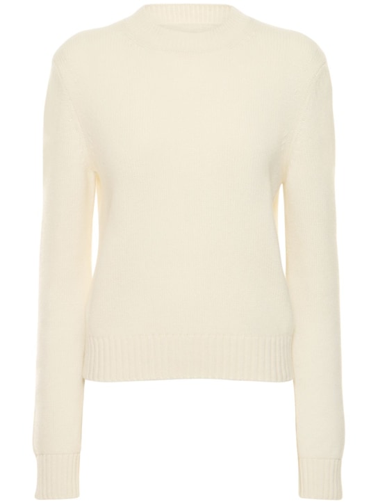 Annagreta: Marina cashmere crewneck sweater - White Undyed - women_0 | Luisa Via Roma