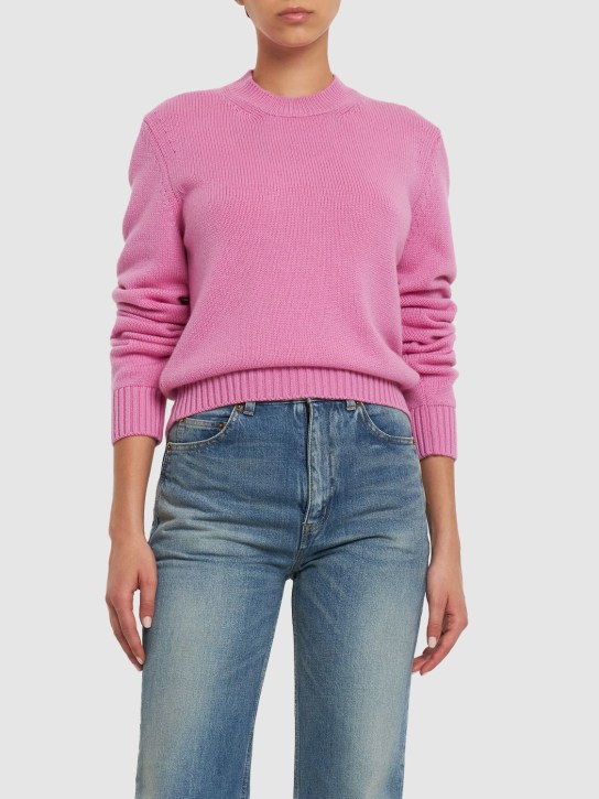 Annagreta: Marina cashmere crewneck sweater - Pink - women_1 | Luisa Via Roma