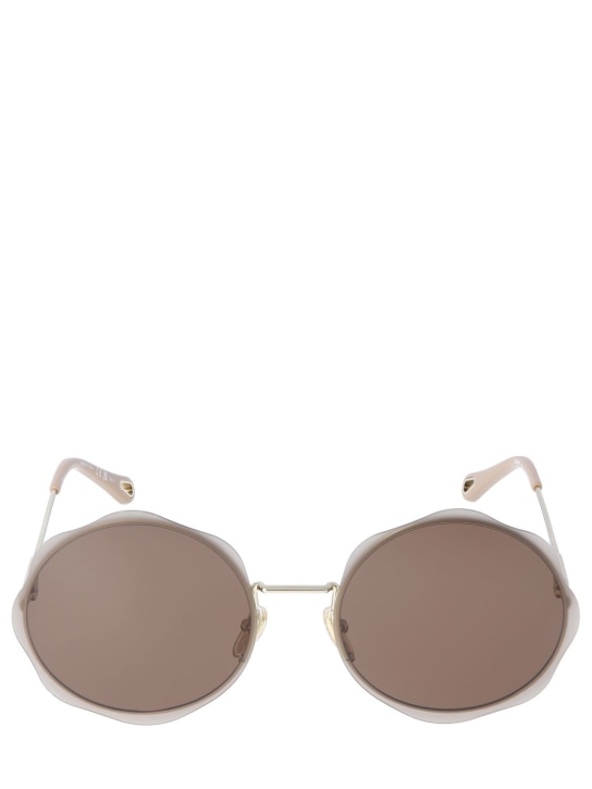 Chloé: Honoré round metal sunglasses - Gold/Brown - women_0 | Luisa Via Roma
