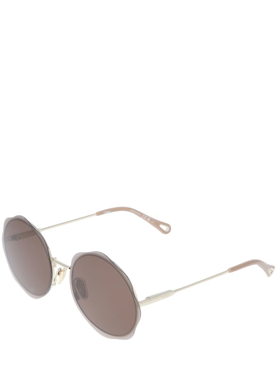 Chloé: Honoré round metal sunglasses - Gold/Brown - women_1 | Luisa Via Roma