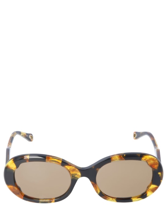 Chloé: Honoré round bio-acetate sunglasses - Havana/Brown - women_0 | Luisa Via Roma