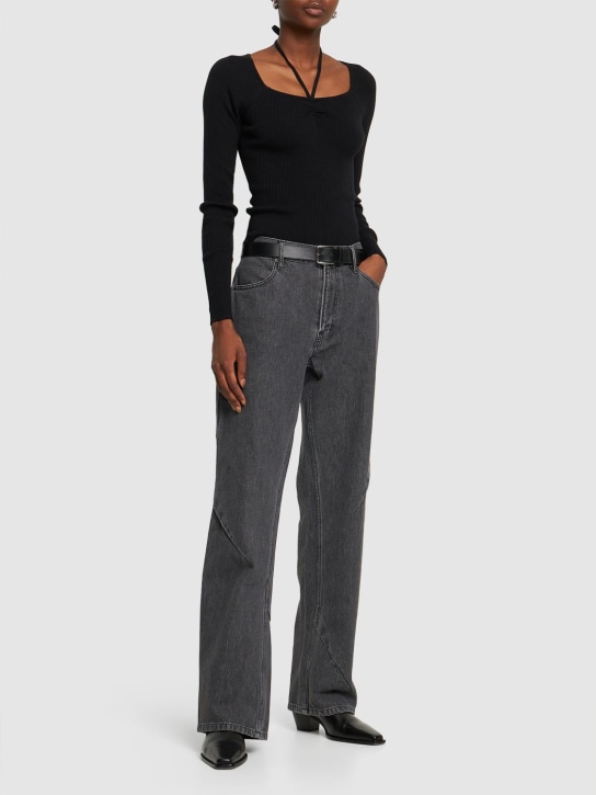 Designers Remix: Taliana ribbed cotton blend top - Black - women_1 | Luisa Via Roma