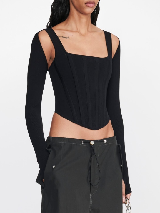 Dion Lee: Crop top corset avec manches amovibles - Noir - women_1 | Luisa Via Roma