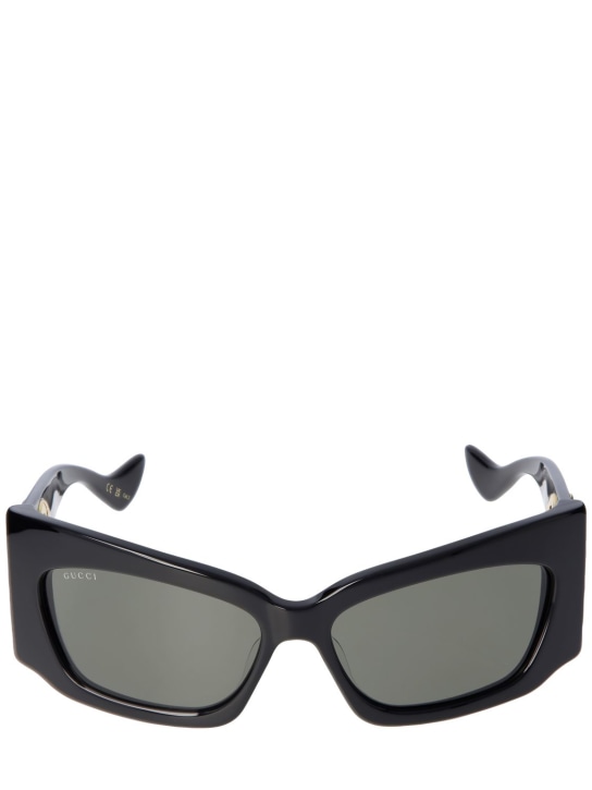 Gucci: Gafas de sol geométricas de acetato - Negro - men_0 | Luisa Via Roma