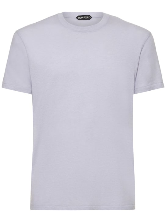 Tom Ford: T-shirt in mélange di misto cotone - Lavanda - men_0 | Luisa Via Roma