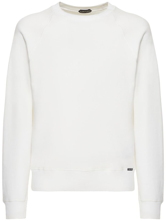 Tom Ford: Sweat-shirt en coton délavé vintage - Blanc - men_0 | Luisa Via Roma