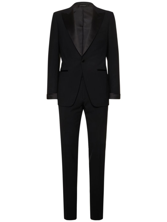 Tom Ford: O'Connor stretch wool plain weave suit - Black - men_0 | Luisa Via Roma