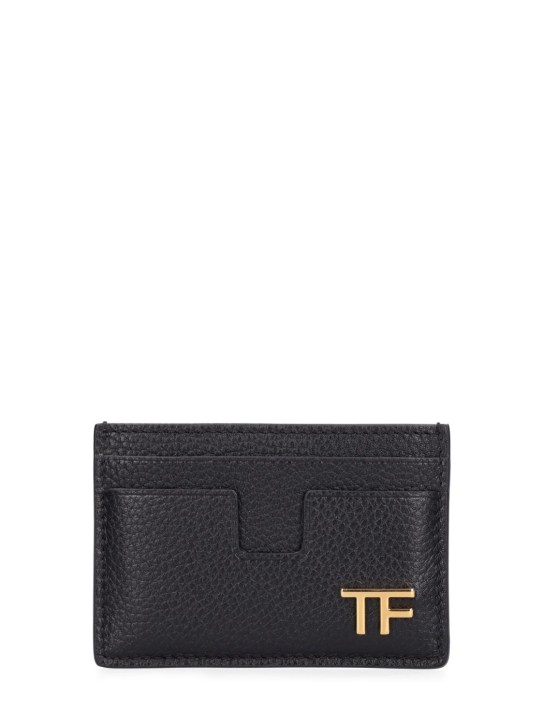 Tom Ford: Soft grain leather card holder w/logo - men_0 | Luisa Via Roma