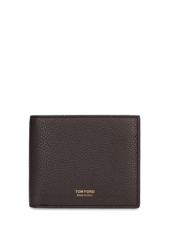 Tom Ford: Soft grain leather wallet w/logo - Chocolate - men_0 | Luisa Via Roma
