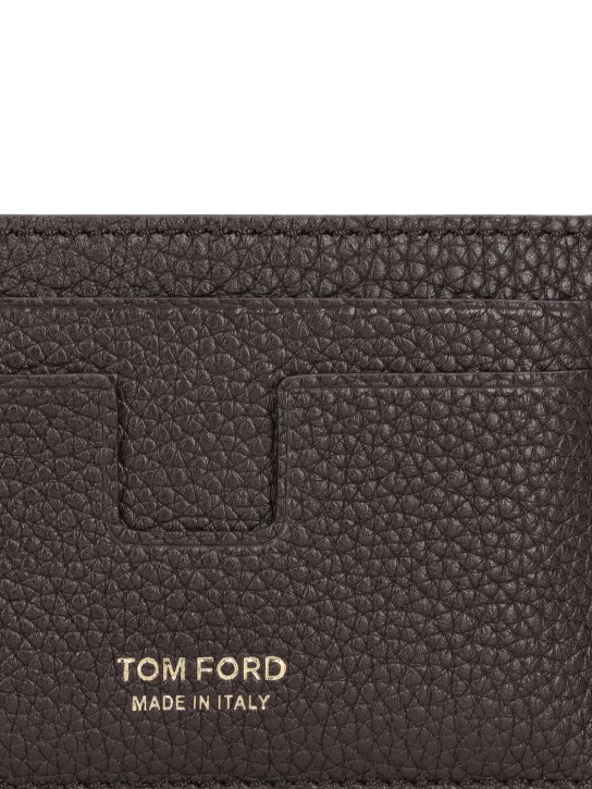 Tom Ford: Porta carte di credito in pelle martellata - Cioccolato - men_1 | Luisa Via Roma