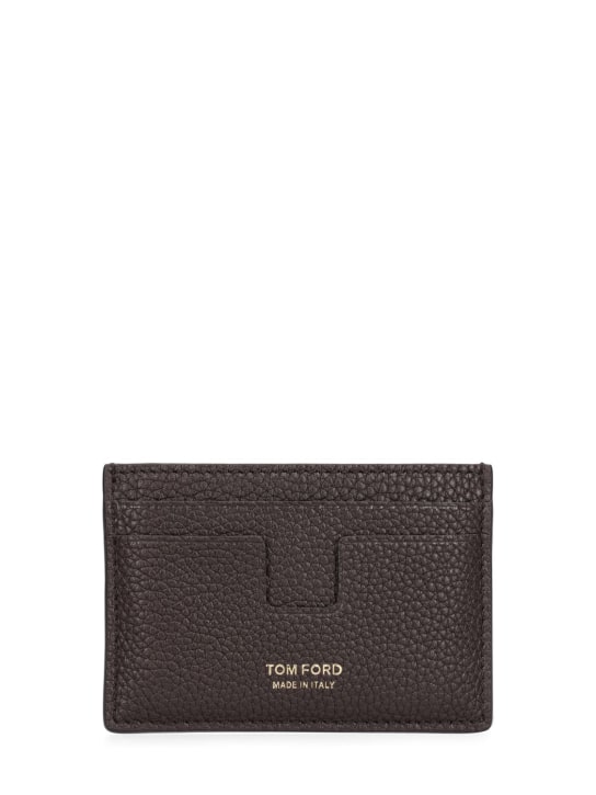 Tom Ford: Porta carte di credito in pelle martellata - Cioccolato - men_0 | Luisa Via Roma