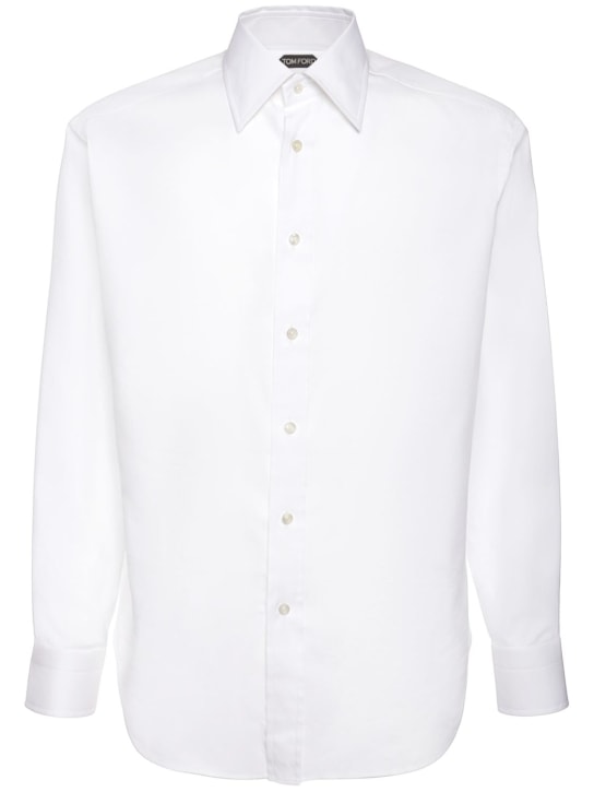 Tom Ford: Camicia in cotone e seta - Bianco - men_0 | Luisa Via Roma