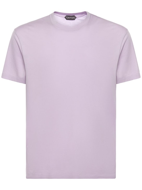 Tom Ford: T-shirt manches courtes en lyocell et coton - Lavande - men_0 | Luisa Via Roma