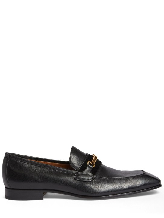 Tom Ford: Chain leather loafers - Black - men_0 | Luisa Via Roma