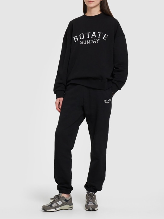 Rotate: Mimi cotton jersey sweatpants - Black - women_1 | Luisa Via Roma