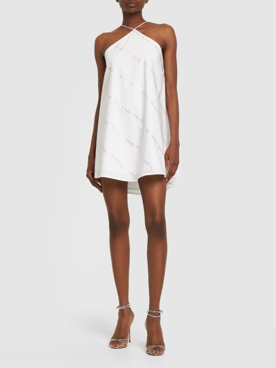 Rotate: Vestido corto de algodón con cristales - Blanco - women_1 | Luisa Via Roma