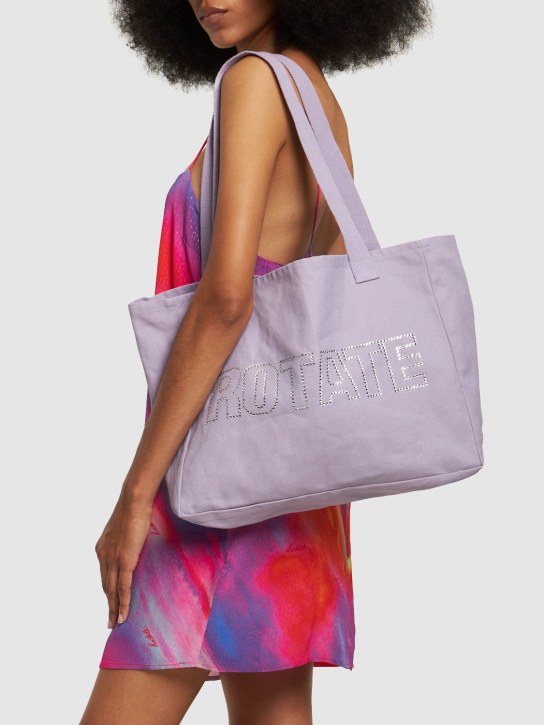 Rotate: Logo organic cotton canvas tote bag - Mor - women_1 | Luisa Via Roma