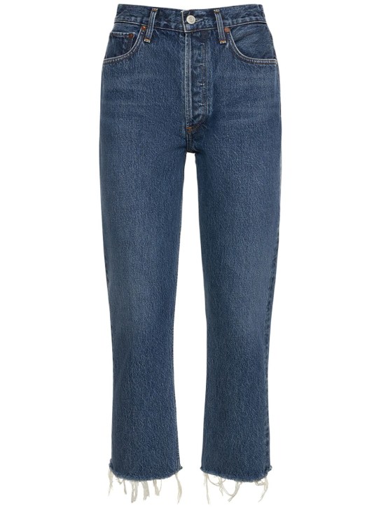 Agolde: Riley crop high rise slim denim jeans - Blue - women_0 | Luisa Via Roma
