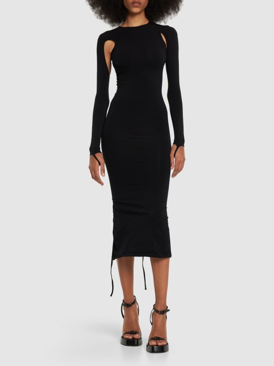 Andreadamo: 塑形平纹针织镂空迷笛连衣裙 - Black 004 - women_1 | Luisa Via Roma