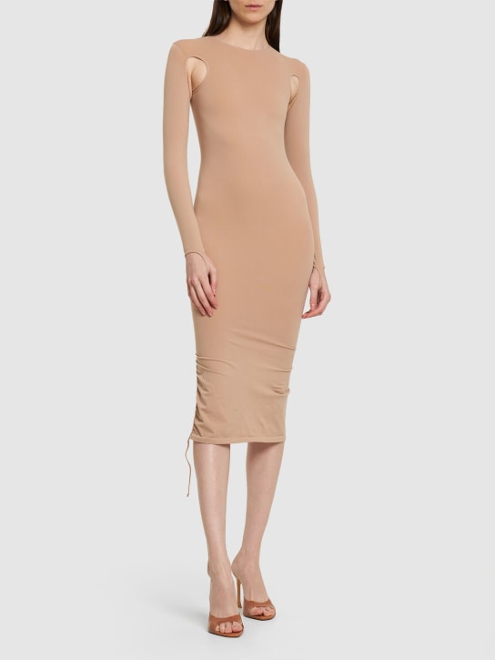 Andreadamo: 塑形平纹针织镂空迷笛连衣裙 - Nude 001 - women_1 | Luisa Via Roma