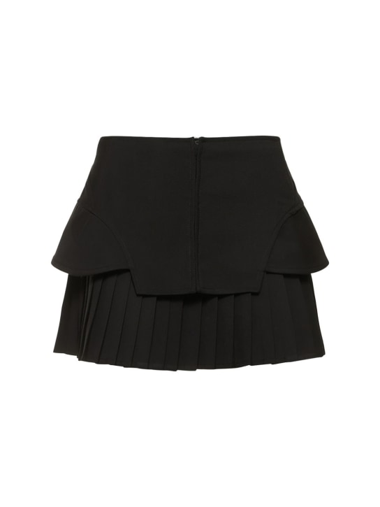Andreadamo: Pleated flannel mini skirt - Black 004 - women_0 | Luisa Via Roma