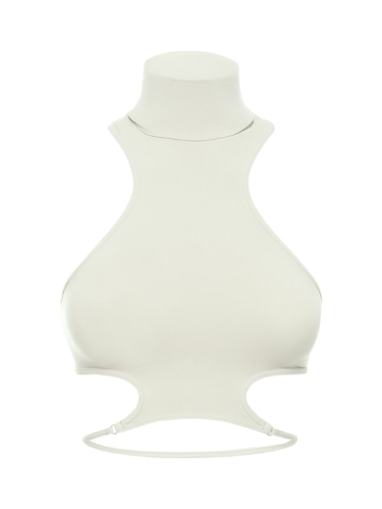 Andreadamo: Sculpting jersey halter neck top - White - women_0 | Luisa Via Roma