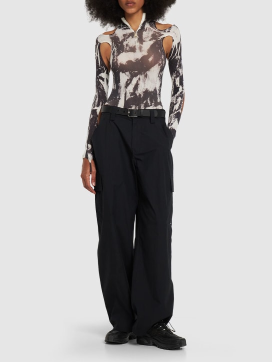 Andreadamo: Printed sculpting cutout jersey bodysuit - Multicolor - women_1 | Luisa Via Roma