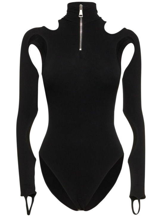 Andreadamo: Body sculptant en jersey ajouré - Black 004 - women_0 | Luisa Via Roma